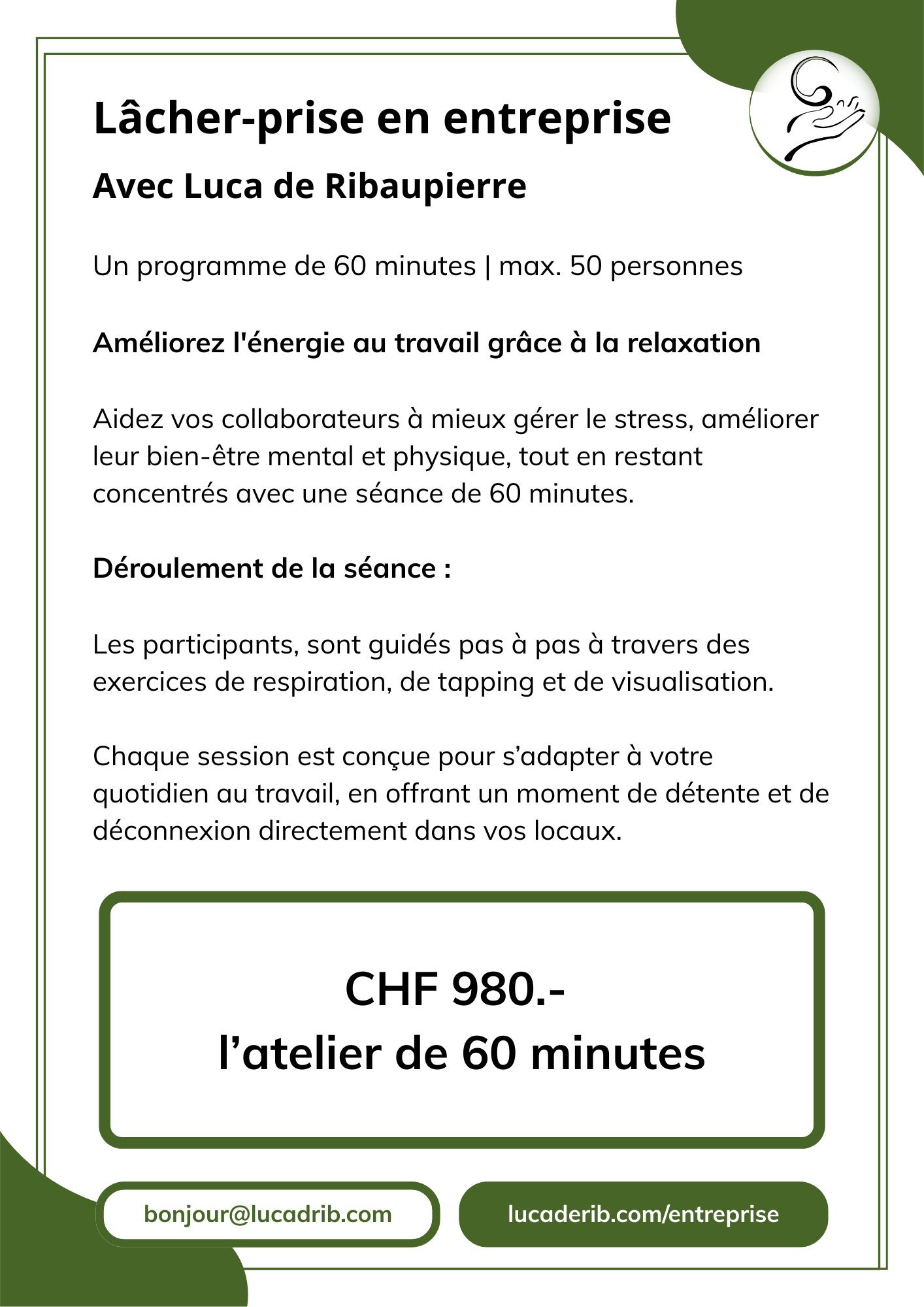 Document A4 Lâcher prise en entreprise